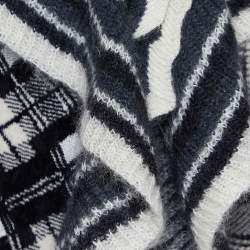 Kenzo Black/White Patterned Knit Buttoned Front Sweater L