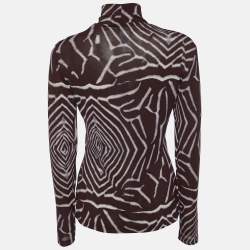Pre Owned Kenzo Brown Printed Jersey Full Sleeves Top M