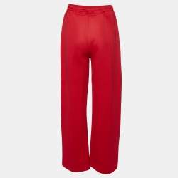 Pre Owned Kenzo Red Jersey Logo Stripe Panel Track Pants L