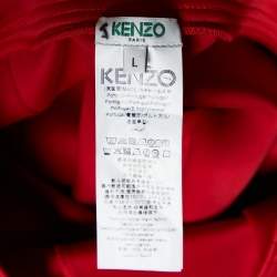 Pre Owned Kenzo Red Jersey Logo Stripe Panel Track Pants L