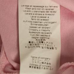 Pre Owned Kenzo Pink Logo Print Cotton T-Shirt L
