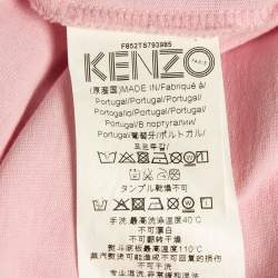Pre Owned Kenzo Pink Logo Print Cotton T-Shirt L