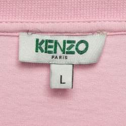 Pre Owned Kenzo Pink Logo Print Cotton T-Shirt L