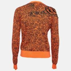 Kenzo Orange Tiger Embroidered Cotton Knit Sweatshirt L