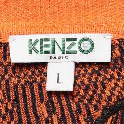Kenzo Orange Tiger Embroidered Cotton Knit Sweatshirt L