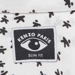 Pre Owned Kenzo White All-Over Print Cotton Shirt L