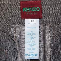 Pre Owned Kenzo Grey Wool Blend Culottes Trousers L