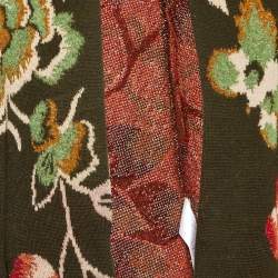 Pre Owned Kenzo Green Patterned Lurex Knit Cardigan (One Size)