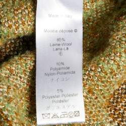 Pre Owned Kenzo Green Patterned Lurex Knit Cardigan (One Size)