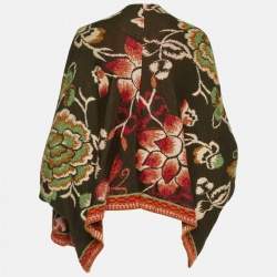 Pre Owned Kenzo Green Patterned Lurex Knit Cardigan (One Size)