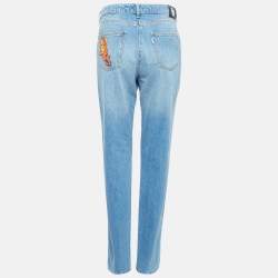 Kenzo Blue Applique Detail Denim Boyfriend Jeans M Waist 32"