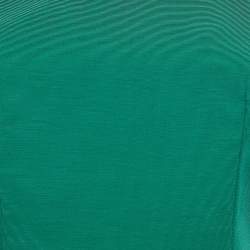 Kenzo Green Cotton Blend Patterned Neck Top S