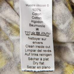 Pre Owned Kenzo Yellow Patterned Cotton Knit V-Neck Sweater S