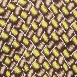 Pre Owned Kenzo Yellow Patterned Cotton Knit V-Neck Sweater S