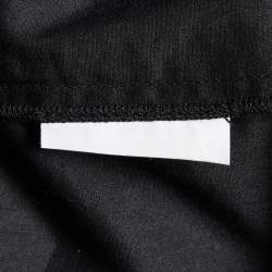 Pre Owned Kenzo Black Cotton Poplin Lace Detailed Short Sleeve Dress M