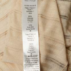 Kenzo Beige Printed Jersey and Mesh Ruffle Trimmed T-Shirt XL