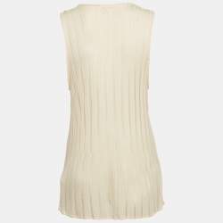 Kenzo Beige Printed Jersey and Mesh Ruffle Trimmed T-Shirt XL