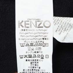 Pre Owned Kenzo Black Logo Print Cotton Knit V-Neck Sweatshirt S