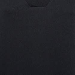 Pre Owned Kenzo Black Logo Print Cotton Knit V-Neck Sweatshirt S