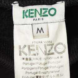 Pre Owned Kenzo Black Cotton Knit Printed Track Pants M