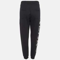Pre Owned Kenzo Black Cotton Knit Printed Track Pants M