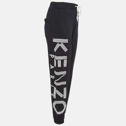 Pre Owned Kenzo Black Cotton Knit Printed Track Pants M