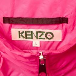 Pre Owned Kenzo Pink Logo Print Synthetic Zipper Jacket L