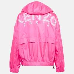 Pre Owned Kenzo Pink Logo Print Synthetic Zipper Jacket L
