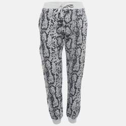 Kenzo Black/White Snake Print Cotton Knit Track Pants M
