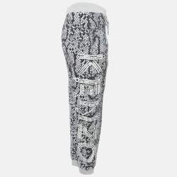 Kenzo Black/White Snake Print Cotton Knit Track Pants M