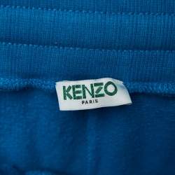 Pre Owned Kenzo Blue Cotton Knit Printed Track Pants S