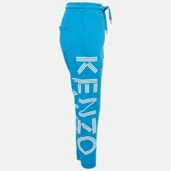 Pre Owned Kenzo Blue Cotton Knit Printed Track Pants S