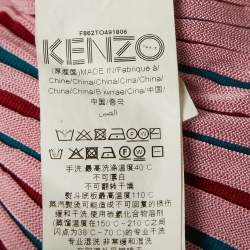 Pre Owned Kenzo Pink Rib Knit V-Neck Jumper M