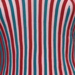 Pre Owned Kenzo Pink Rib Knit V-Neck Jumper M