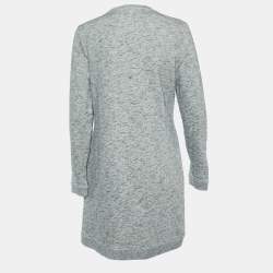 Pre Owned Kenzo Grey Melange Knit Tiger Embroidered Sweater Dress L