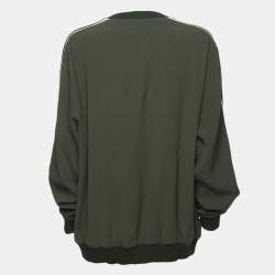 Pre Owned Kenzo Olive Green Crepe Tiger Motif Detail Sweatshirt L