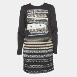 Pre Owned Kenzo Black Jersey Eye Patch Detail Mini Dress M