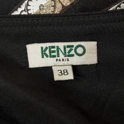 Pre Owned Kenzo Black Jersey Eye Patch Detail Mini Dress M