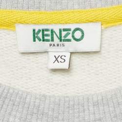 Pre Owned Kenzo Grey Tiger Applique Cotton Sweatshirt XS