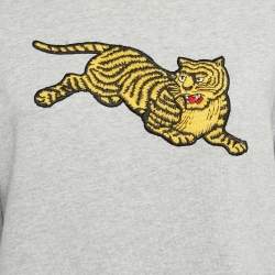 Pre Owned Kenzo Grey Tiger Applique Cotton Sweatshirt XS