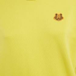 Pre Owned Kenzo Yellow Tiger Applique Cotton Knit Sweatshirt S