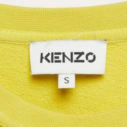 Pre Owned Kenzo Yellow Tiger Applique Cotton Knit Sweatshirt S