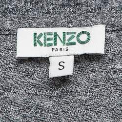 Kenzo Grey Lion Print Melange Knit T-Shirt S