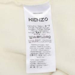Pre Owned Kenzo Cream Printed Cotton Knit Hoodie Sweatshirt L