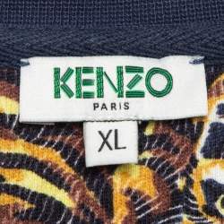 Pre Owned Kenzo Blue Tiger Print Cotton Crew Neck Sweatshirt XL