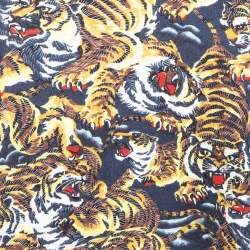 Pre Owned Kenzo Blue Tiger Print Cotton Crew Neck Sweatshirt XL