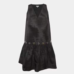 Pre Owned Kenzo Black Synthetic Eyelet Detail Sleeveless Mini Dress M