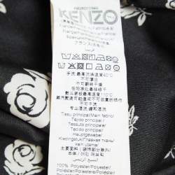Kenzo Blue/Black Rose Print Crepe Ruffled Midi Dress M