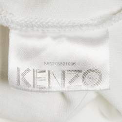 Pre Owned Kenzo White Embellished Logo Jersey T-shirt S