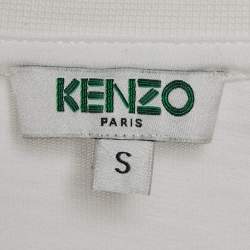 Pre Owned Kenzo White Embellished Logo Jersey T-shirt S